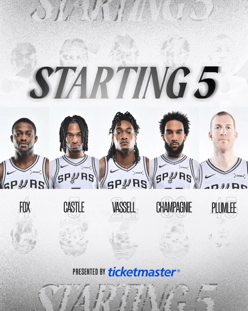 世界杯竞猜-马刺首发：福克斯、卡斯尔、瓦塞尔、尚帕尼、普拉姆利